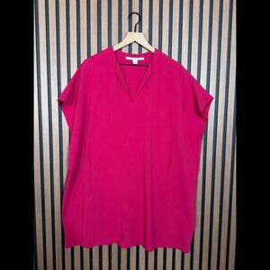 Diane Von Furstenberg Dress Small \ Hot Pink Tunic Popover Stretch Cap Sleeve